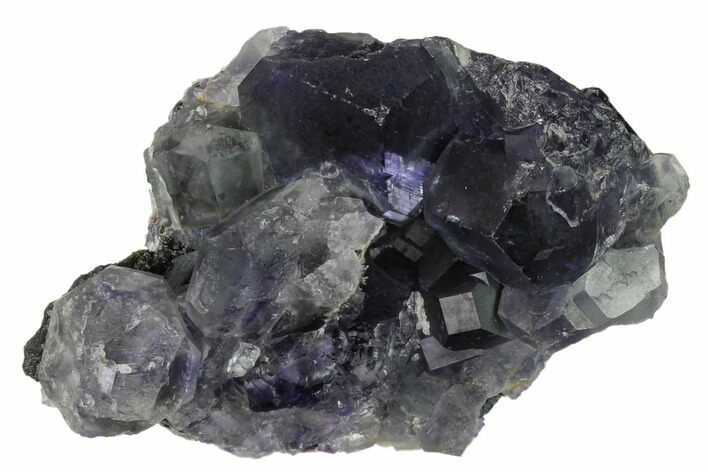 Purple Cuboctahedral Fluorite Crystals on Quartz - China #161828